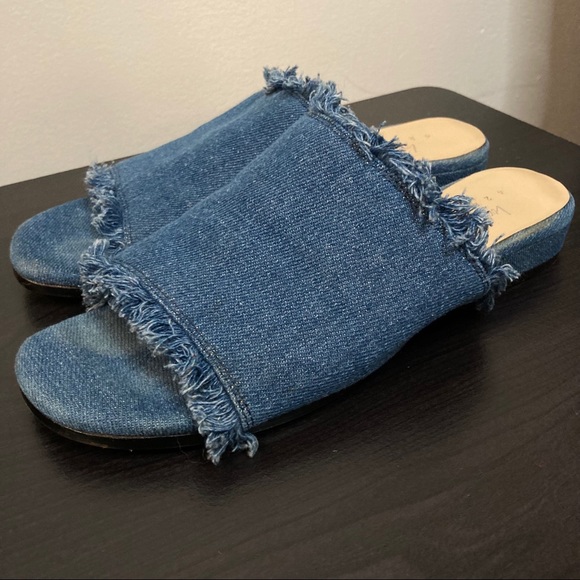 Lord & Taylor Shoes - Lord and Taylor Denim Slides Yeva Low Heeled Sandals